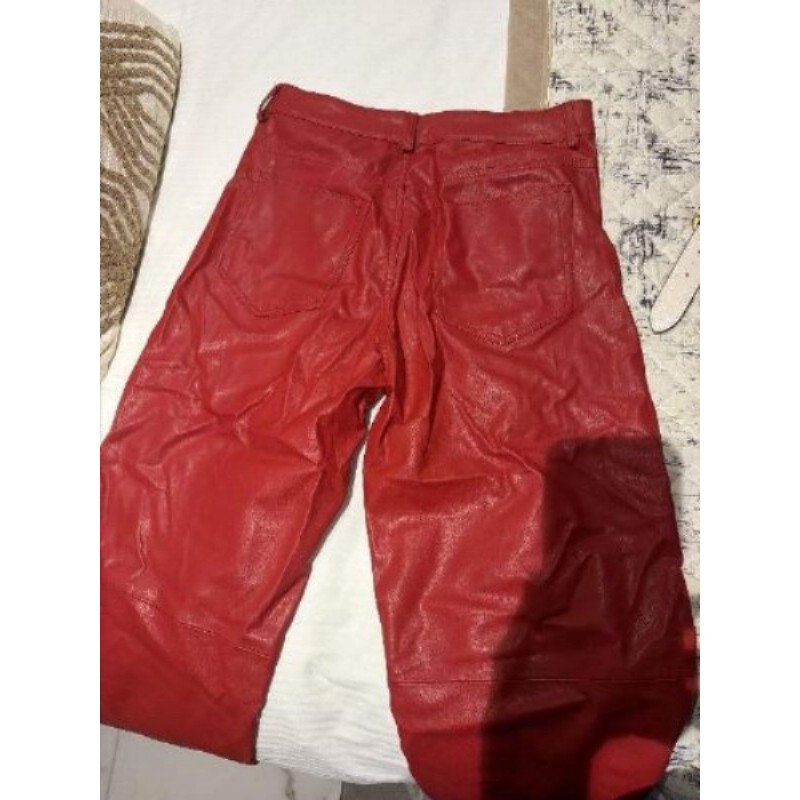 Pantalon en simili cuir rouge 40