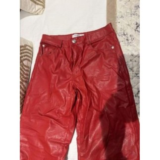 Pantalon en simili cuir rouge 40