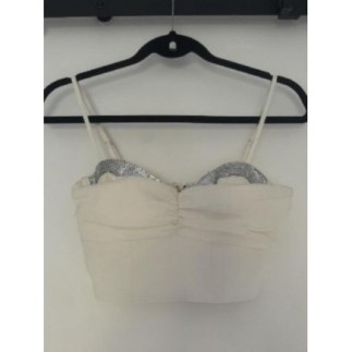 Top blanc à strass bershka XS