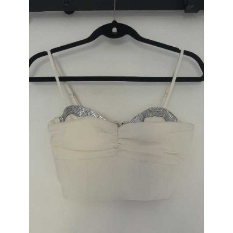 Top blanc à strass bershka XS