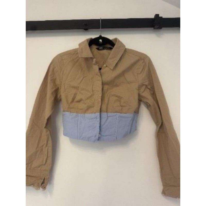 Chemise Zara beige et bleu S