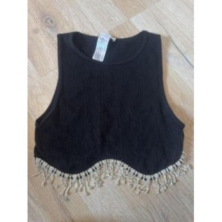 Top noir à strass Zara XS-S