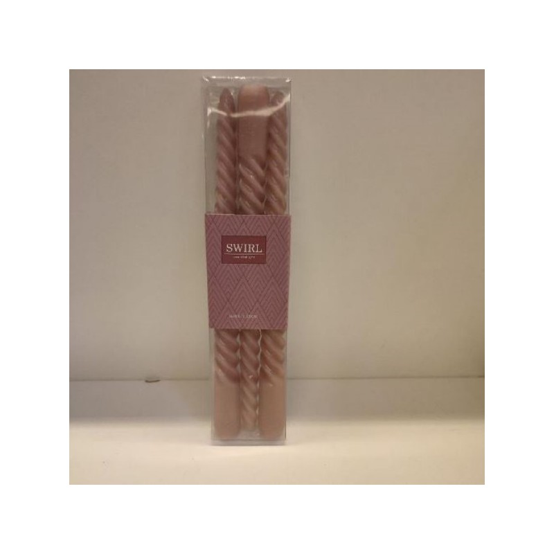 Lot de 3 bougies torsadées roses, SWIRL CANDELIGHT