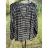 Blouse bleue marine à carreaux, taille M