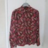 CHEMISIER T.40 long motifs rouge noir viscose neuf
