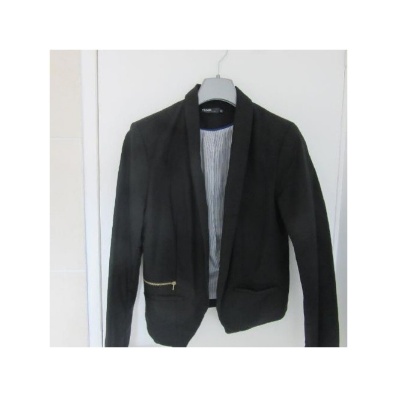 VESTE tailleur femme KIABI T.40 noir courte doublée neuf 