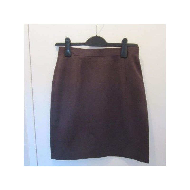 JUPE droite T.40 marron polyester doublée