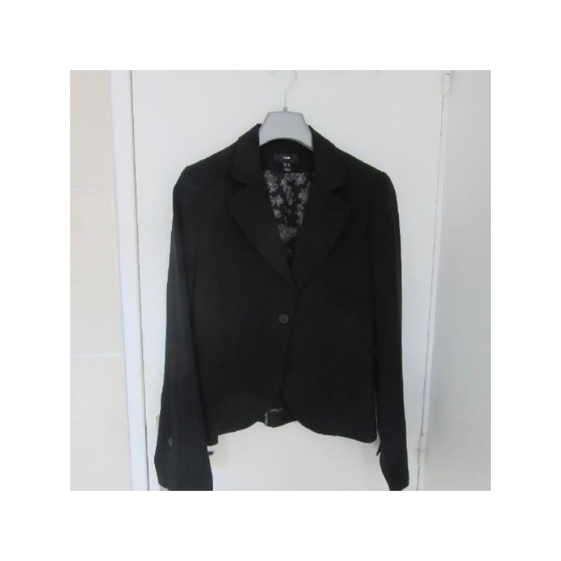 VESTE TAILLEUR femme H&M T.40 noire courte à basque