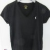 TEE SHIRT femme RALPH LAUREN T. M noir col V coton