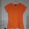TEE-SHIRT femme T. S sport orange fluo col V polyester