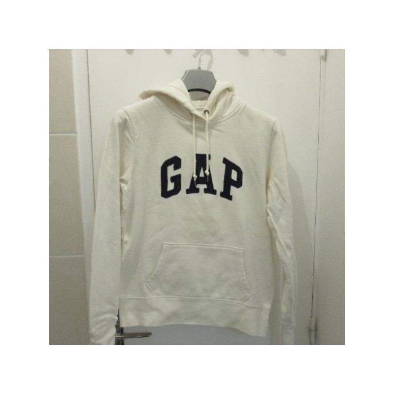 SWEAT SHIRT femme GAP T.S blanc capuche coton polyester