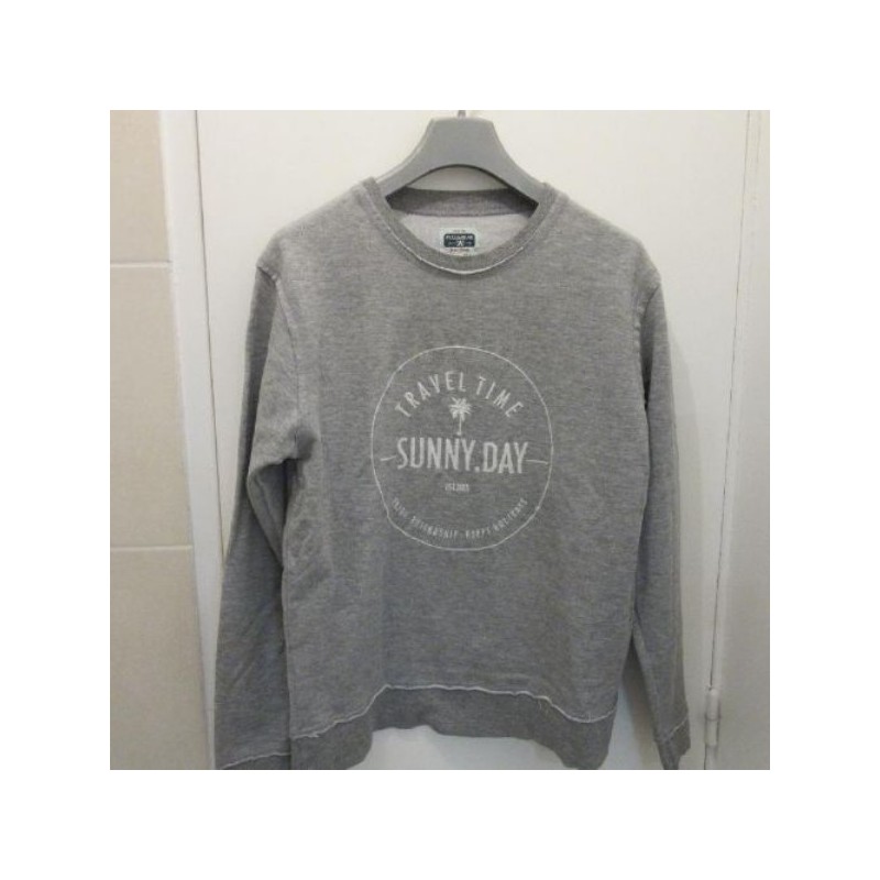 SWEAT SHIRT femme PULL&BEAR T.M gris coton viscose élastane