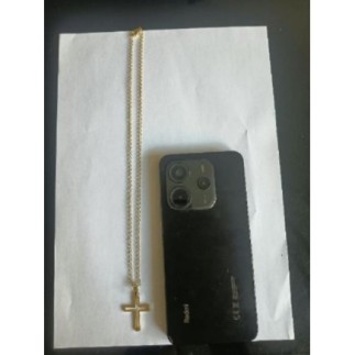 chaine(50cm)+ pendentif croix chrétienne doré (3,3/2,3 cm acier inoxydable ) neuve jamais porté