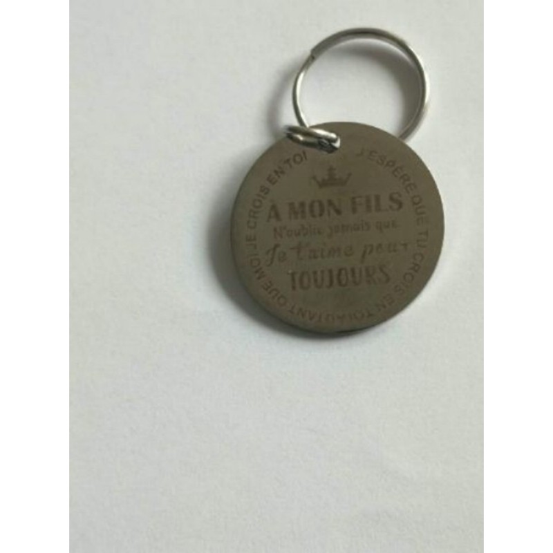 PORTE CLE MESSAGE D AMOUR acier inoxydable"A MON FILS n oublie jamais que je t'aime pour toujours, j