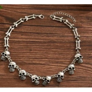 collier ras de cou alliage de zinc tete de mort alliage de fer 37+5 cm neuve jamais porté en acier i