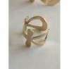 1 PIECE /1 BAGUE AJUSTABLE double croix anck  doréé ACIER INOXYDABLE PLAQUE OR neuf jamais porté