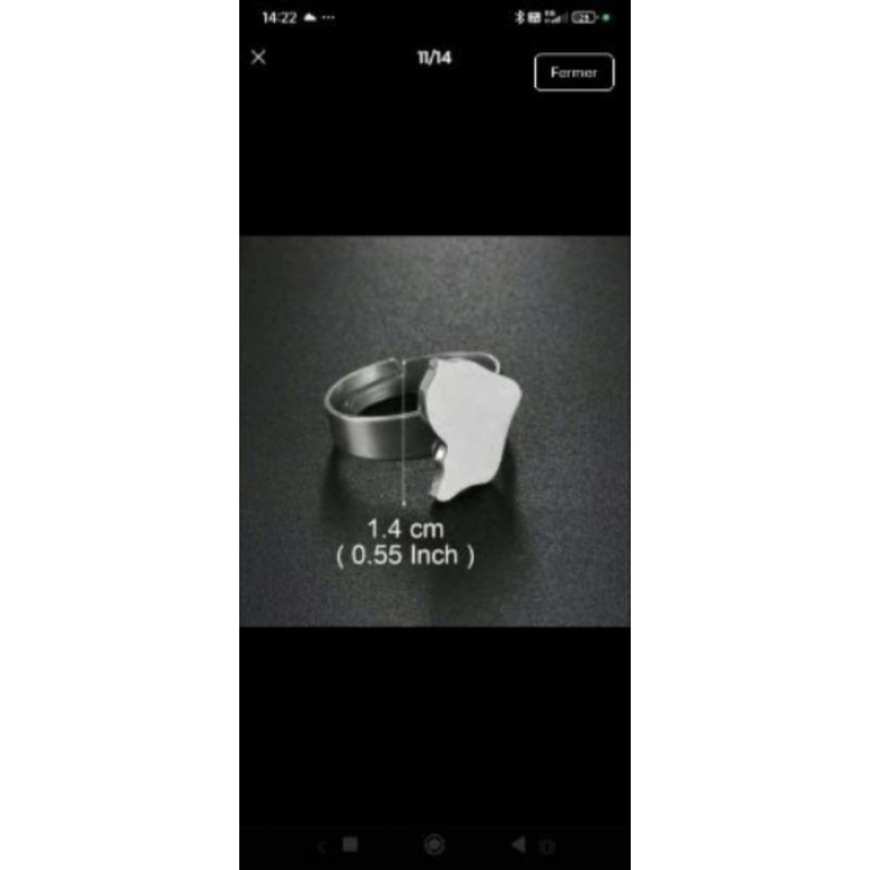 1 bague ajustable  guyane acier inoxydable neuf jamais porté