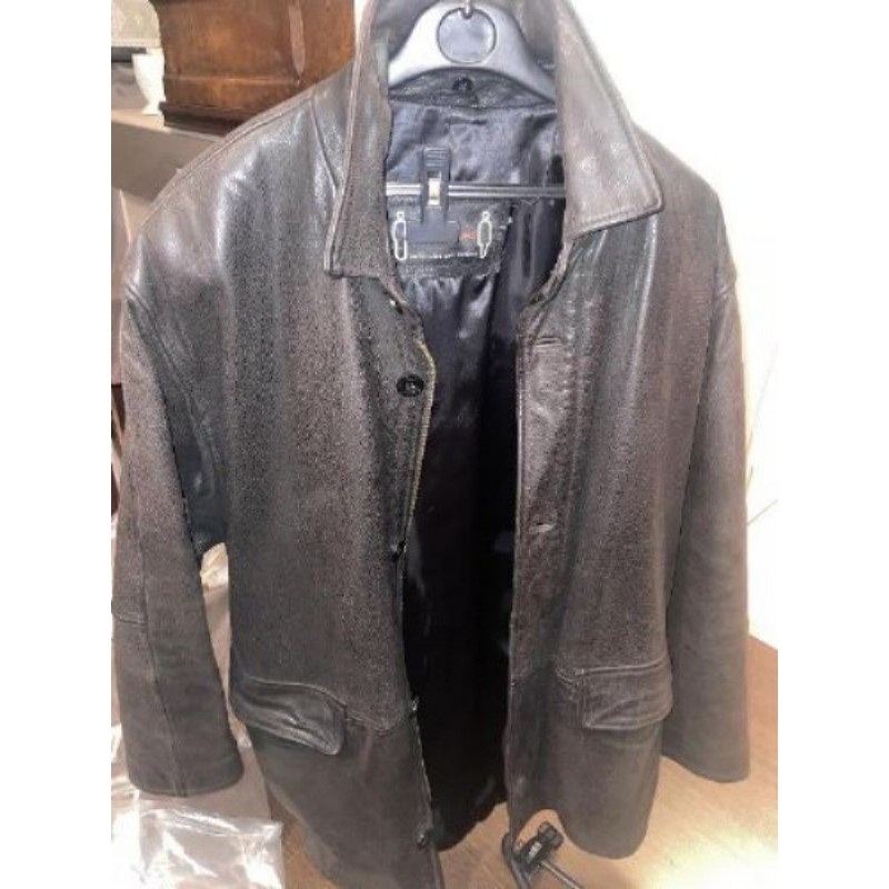 Manteau cuir marron homme TL