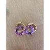 Boucles d'oreilles acier inoxydable verre irisé violet 