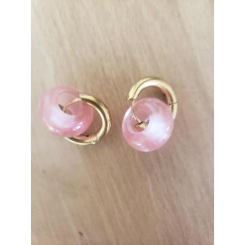 Boucles d’oreilles acier inoxydable quartz watermelon 