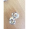Boucles d’oreilles acier inoxydable verre irisé blanc
