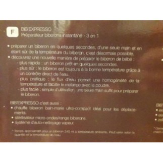 Bib'expresso Béaba préparateur biberons instantané 3 en 1 avec notice