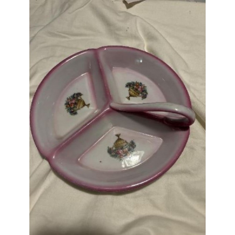 Plat apéritif trois compartiment motif bouquet