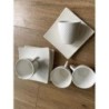 Lot 4 tasses à café blanches + sous-tasses 
