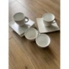 Lot 4 tasses à café blanches + sous-tasses 