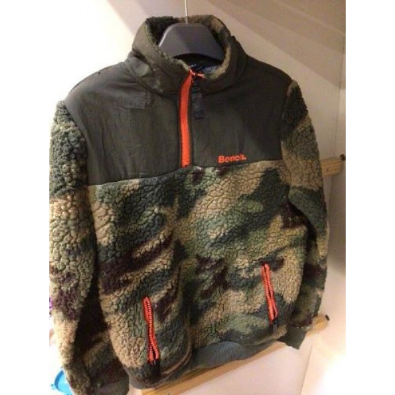 PULL SWEAT CHAUD ZIP COL KAKI ORANGE BENCH. 11-12ans 