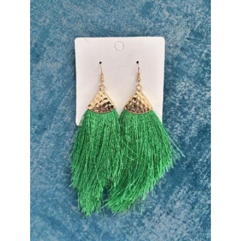 Boucle oreille verte et or 