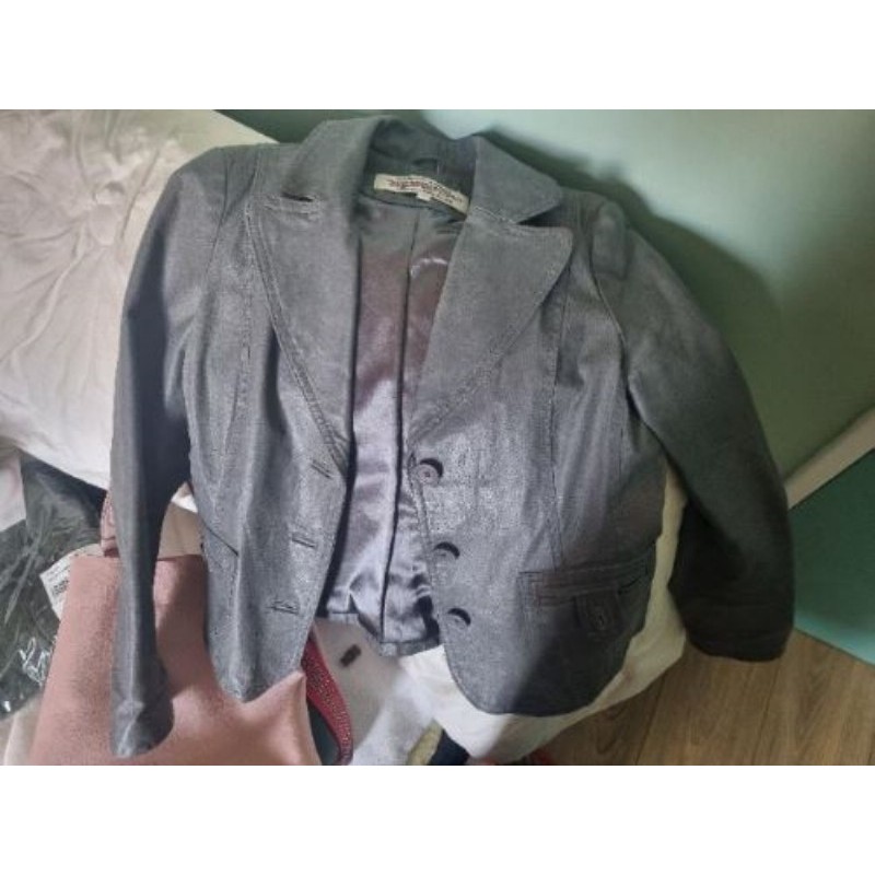 Blazer gris en cuir véritable Taille M-L (ancien 42)