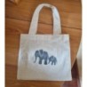 Mini tote bag avec éléphant fait en Inde blanc cassé