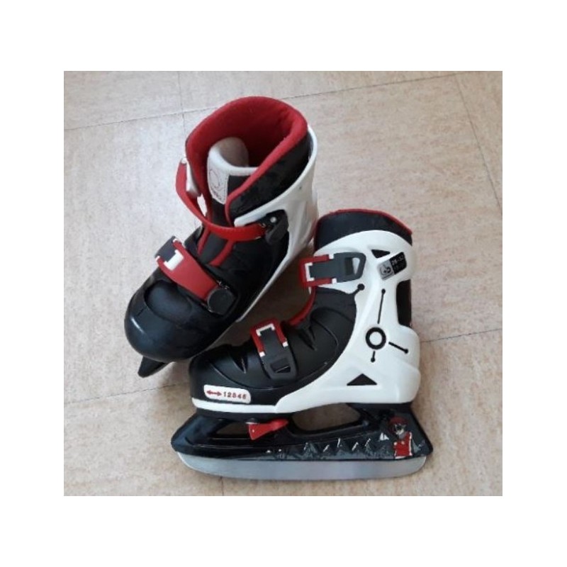 Patins lame hockey noir/blanc/rouge  Play 5  DECATHLON   P28 à 32
