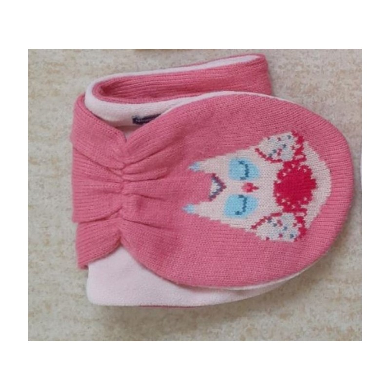 écharpe laine / polaire rose / saumon  "chouette" SERGENT MAJOR Taille UNIQUE Bébé