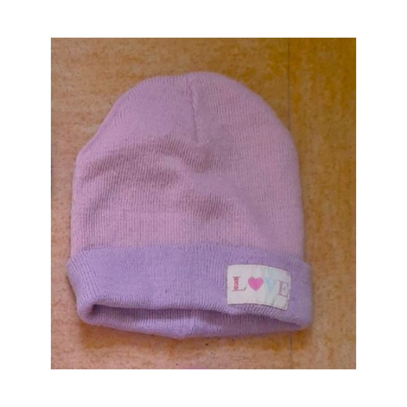 bonnet laine rose / mauve doublé  "LOVE" PRIMARK Taille S/M