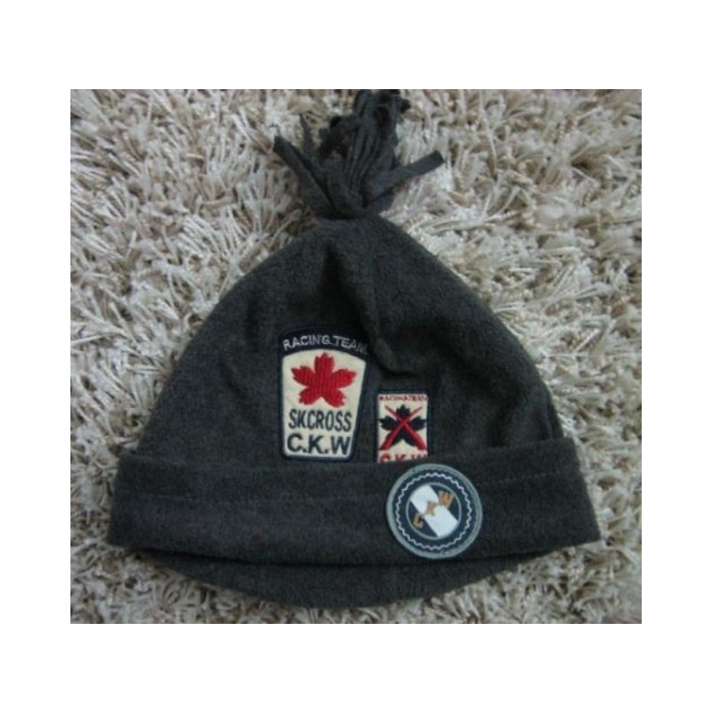 bonnet polaire gris foncé pompom franges CKW  Taille UNIQUE