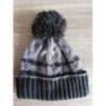 bonnet laine torsades gris/kaki pompon 8-12 ans