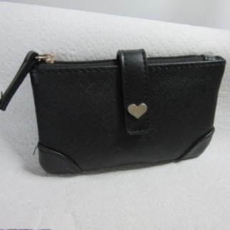 PORTE MONNAIE noir coeur 13x8