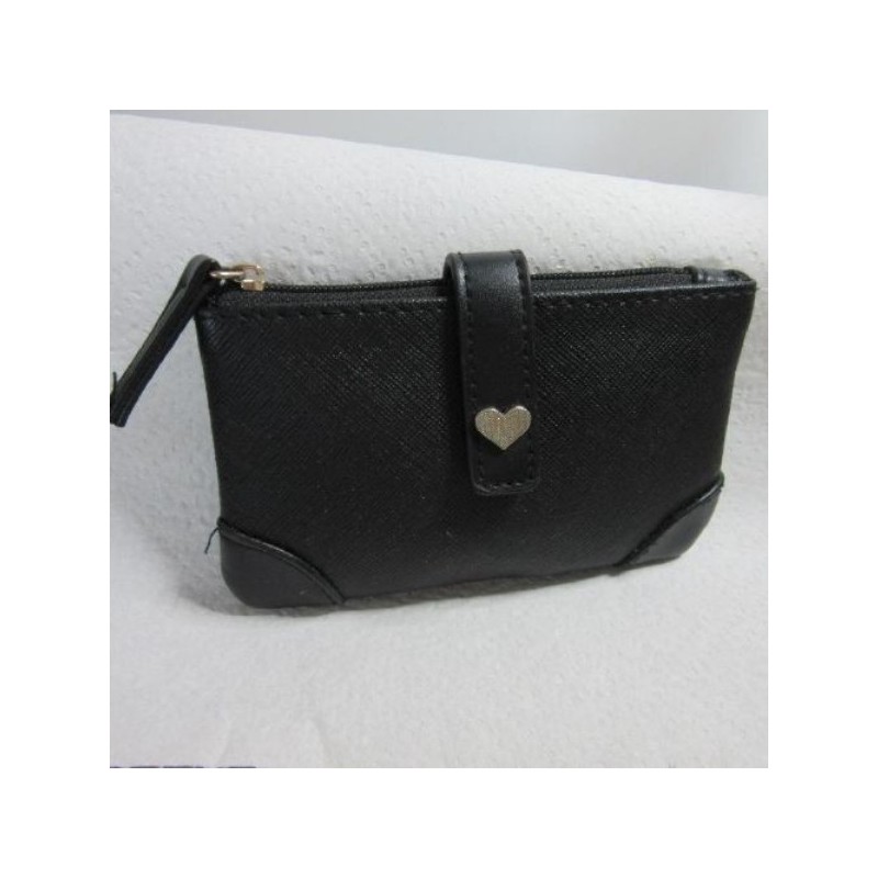 PORTE MONNAIE noir coeur 13x8