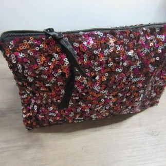 TROUSSE noire sequins rose...