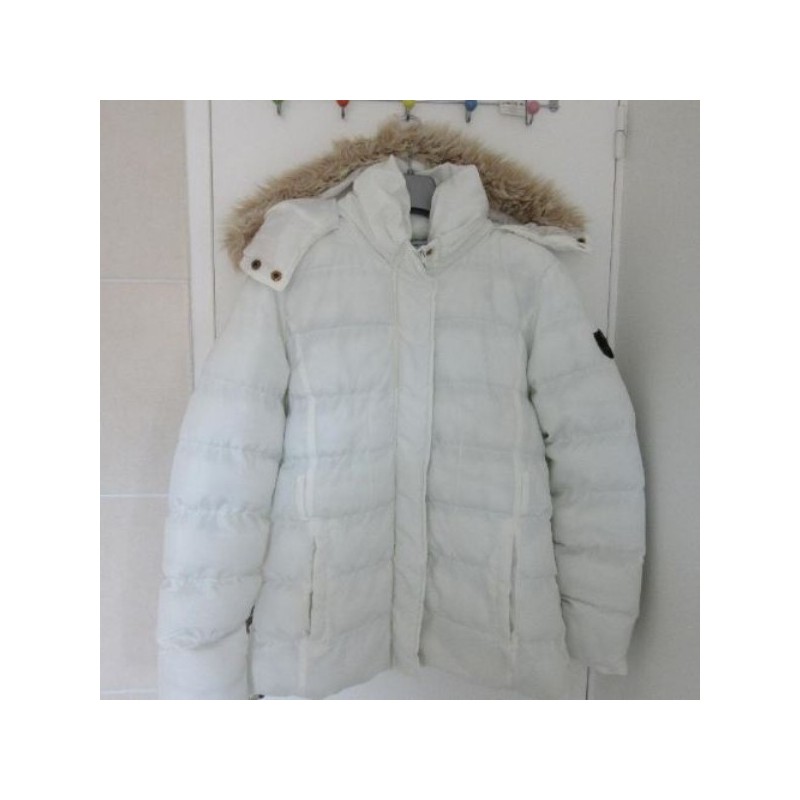 DOUDOUNE femme mi-long T.38 blanche polyester