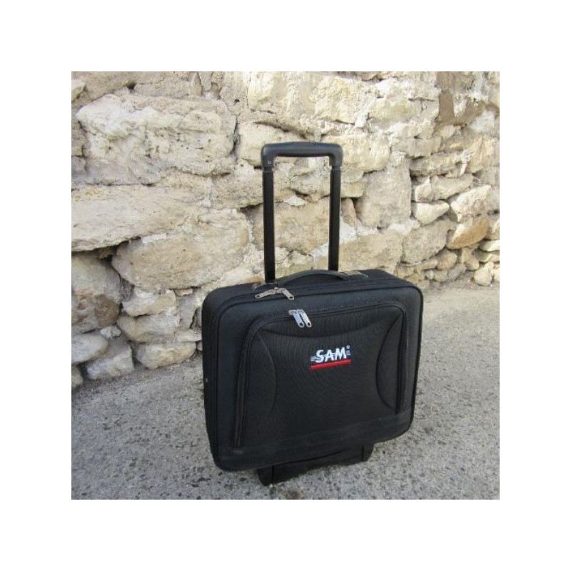 MALLETTE technicien SAM tissus noir roulettes 3 compartiments 45X45 vide neuf