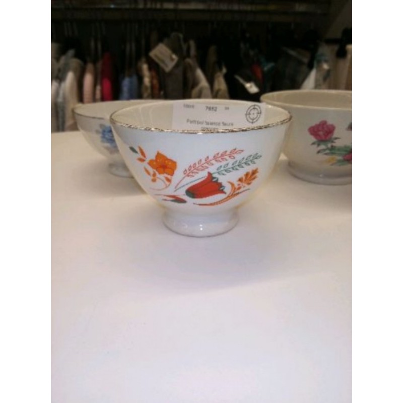 Petit bol faience fleurs oranges
