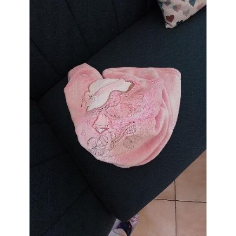 Couverture bébé rose  85 / 100 cm