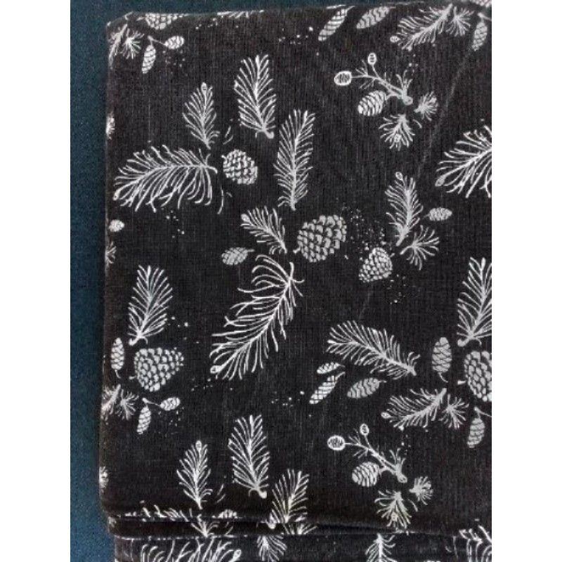 Nappe foncée dessins  blancs de Noël rectangulaire 2m / 1m35