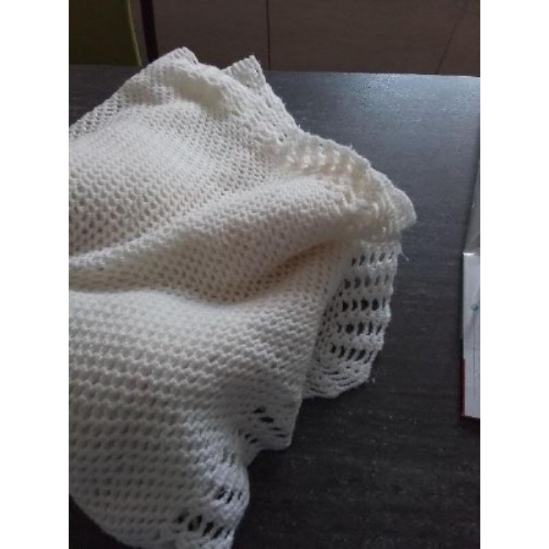 PLAID LAINE ECRUE MAILLE CROCHET