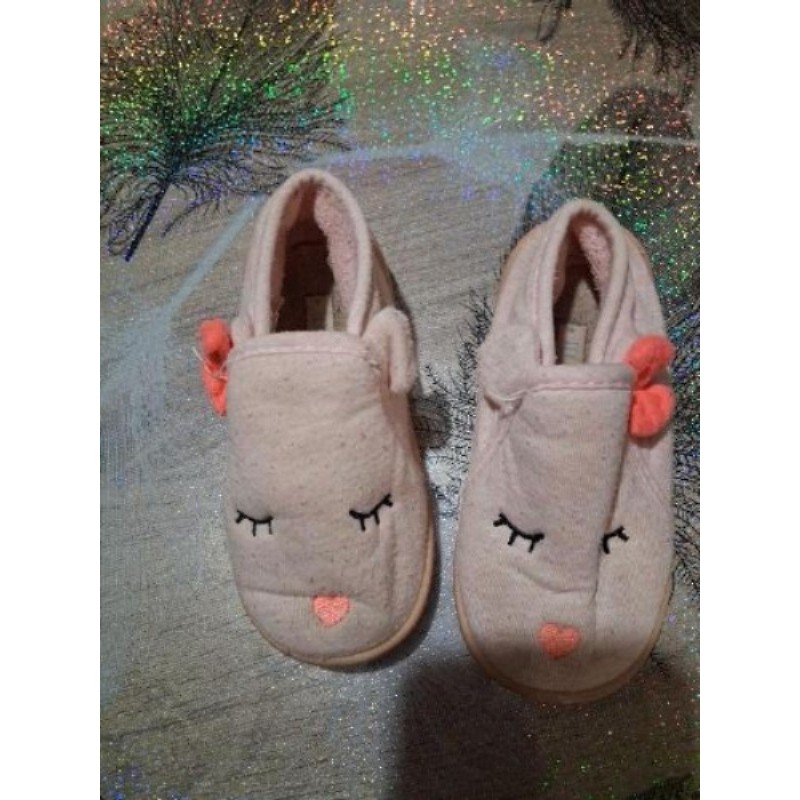 Chaussons enfants rose avec petit nœud  taille 22