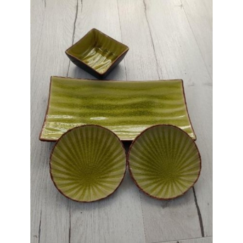Lot de 4 coupelles décoratives vert olive 