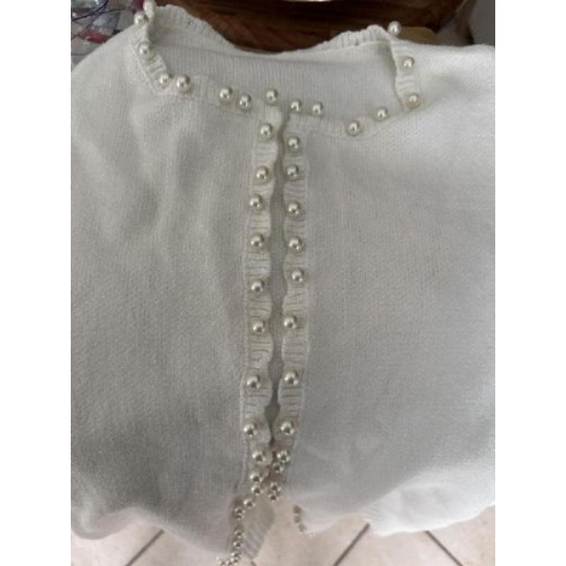 Gilet blanc avec perle taille 46/48